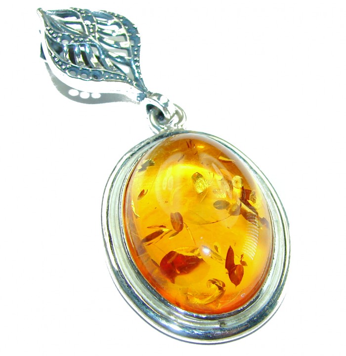 Excellent Baltic Amber .925 Sterling Silver entirely handcrafted PENDANT - photo 2
