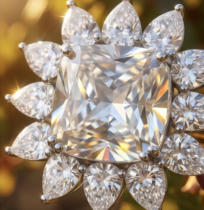 Fiorella Precious 25.5 carat assher cut Natural yellow Sapphire .925 Sterling Silver Statement Large ring size 8 - Fiorella jewelry stone close-up, 25.5 carat Asscher cut diamond.