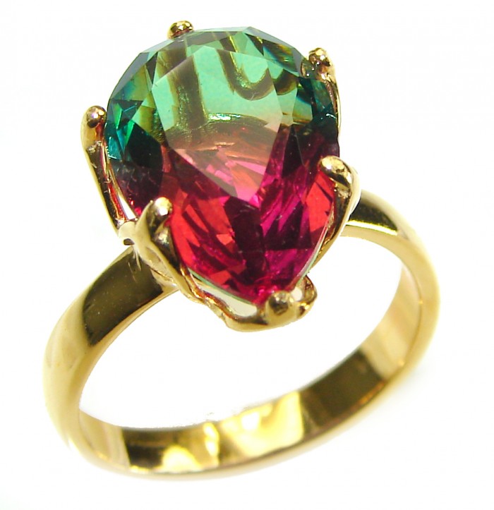 Brazilian Tourmaline 18K Gold over .925 Sterling Silver Perfectly handcrafted Ring s. 6 - photo 3