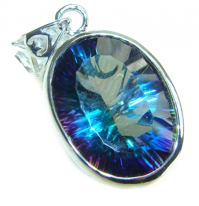 18.5 carat oval cut Mystic Topaz .925 Sterling Silver handcrafted Pendant - photo 3