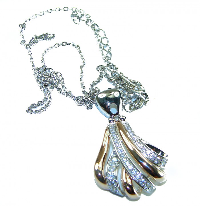 Venus White Topaz 2 tones .925 Sterling Silver necklace - photo 2
