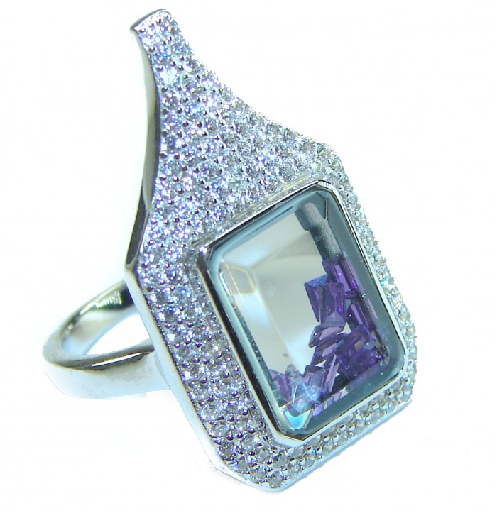 Floating Memories 3.5 carat Tanzanite .925 Sterling Silver Handcrafted Ring size 5 3/4 - photo 2