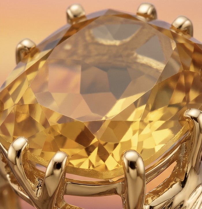 Liliana 28.5 carat HELIODOR .925 Sterling Silver dipped in Real 22K Gold Oversized Ring size 10 - Close-up of Liliana 28.5 carat Heliodor in silver setting.