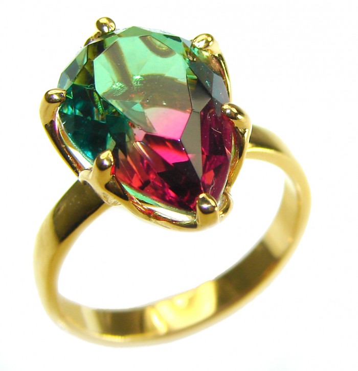 Brazilian Tourmaline 18K Gold over .925 Sterling Silver Perfectly handcrafted Ring s. 6 3/4 - photo 2
