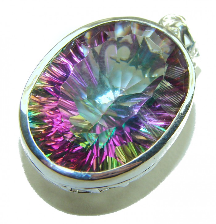 26.5 carat oval cut Mystic Topaz .925 Sterling Silver handcrafted Pendant - photo 4
