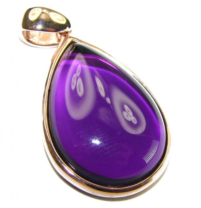 Vintage Design Amethyst 14K Rose Gold over .925 Sterling Silver handcrafted Pendant - photo 3