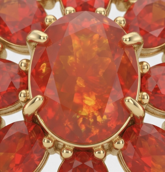 Giovanna 8.2 carat authentic Mozambique Ruby 18K Rose Gold over .925 Sterling Silver handmade Pendant - Stone close-up of 8.2 carat Mozambique Ruby in 18K Rose Gold setting
