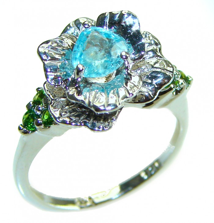 3.5 carat Swiss Blue Topaz .925 Sterling Silver handmade Ring size 6 3/4 - photo 3