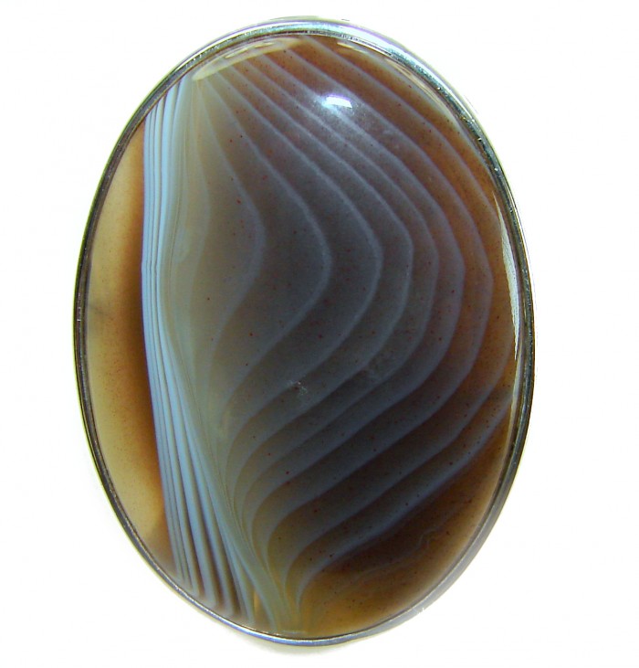 Sahara Dune Top Quality Botswana Agate .925 Sterling Silver handcrafted Ring s. 8 adjustable - Sahara Dune Botswana Agate stone close-up in Sterling Silver setting