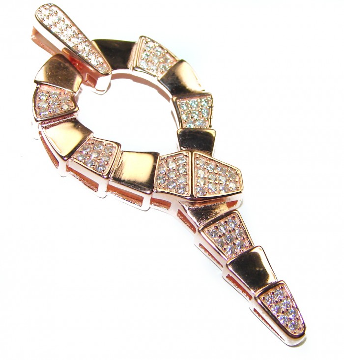 The Egyptian Cobra White Sapphire 18K Rose Gold over .925 Sterling Silver Pendant - photo 1