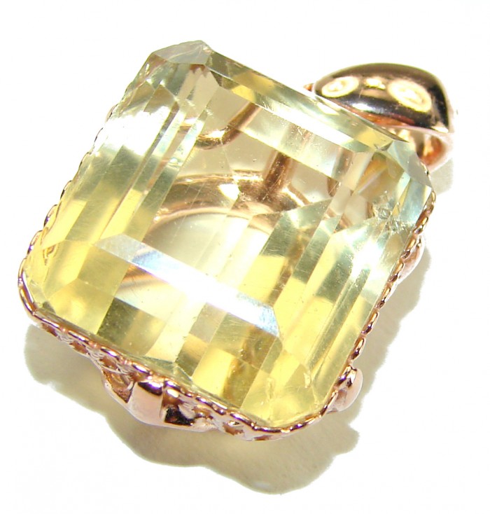 17.3 carat Lemon Quartz 14K Gold over .925 Sterling Silver handcrafted pendant - photo 3
