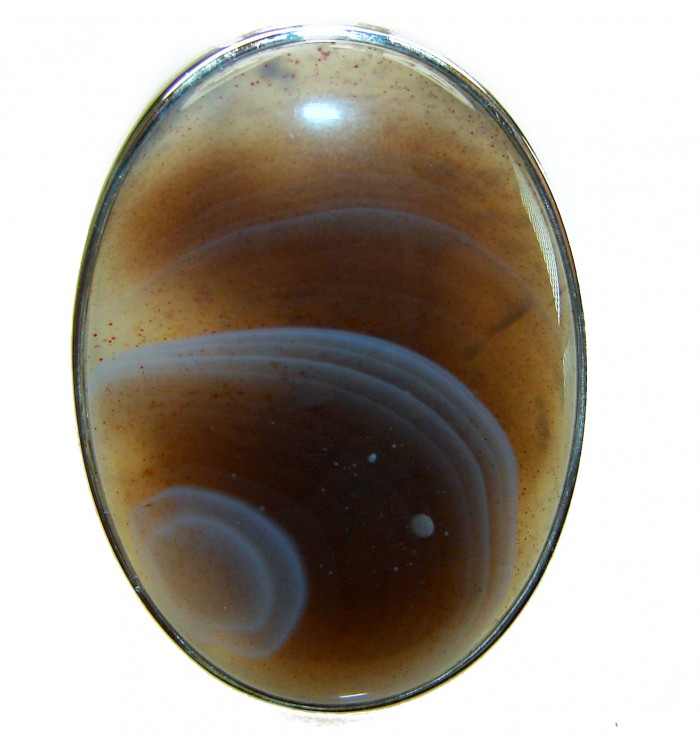 MAGIC DUNE - Top Quality Botswana Agate .925 Sterling Silver handcrafted Ring s. 8 adjustable - Botswana Agate stone close-up in .925 sterling silver setting