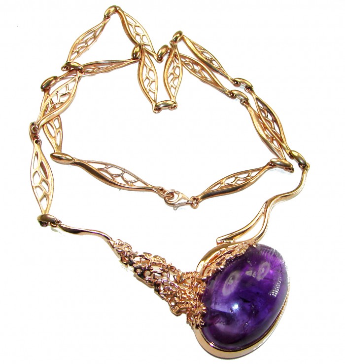 Exquisite Beauty authentic 42.5 CARAT Amethyst 14K Gold over .925 Sterling Silver handcrafted necklace - photo 3