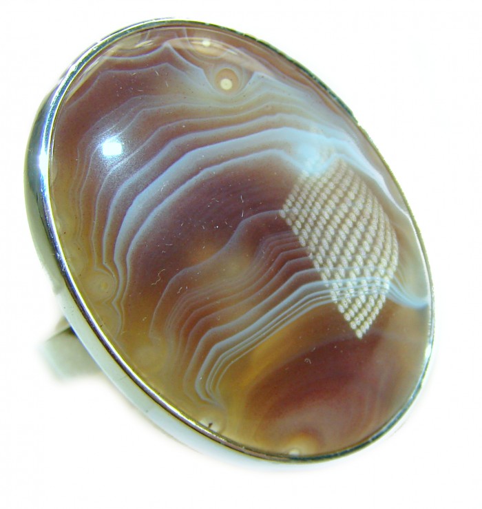 Simplicity Scentic Montana Agate .925 Sterling Silver Ring s. 8 - Close-up of Simplicity Scentic Montana Agate Sterling Silver Ring