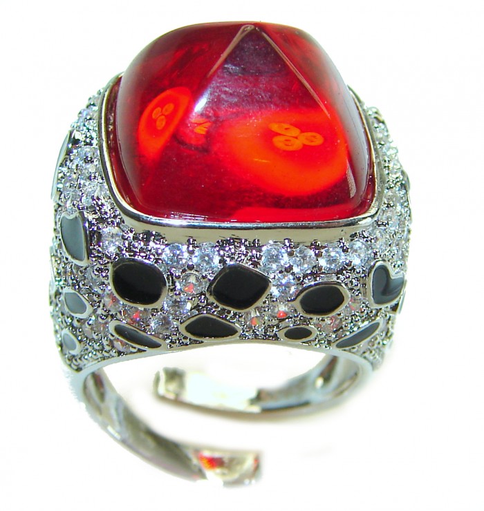 Wild at Heart authentic 11.5 carat Red Topaz .925 Silver handcrafted Statement Ring s. 7 - photo 2