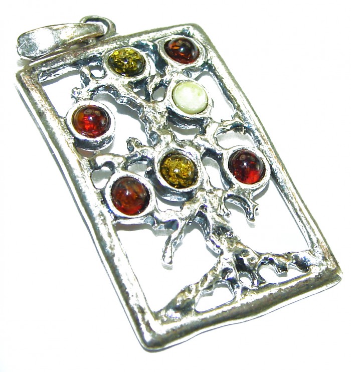 Perfect Family Tree Baltic Amber .925 Sterling Silver Pendant - photo 1