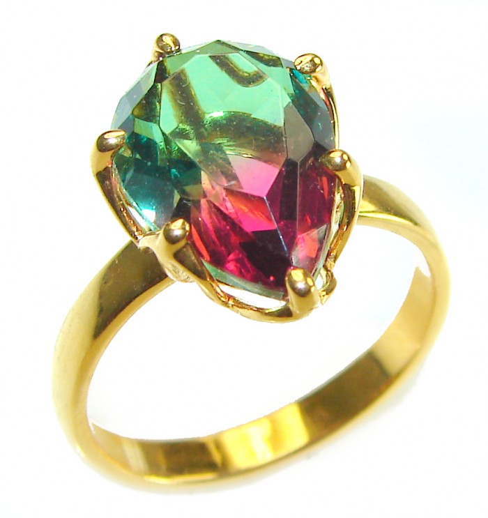 7.9 carat pear cut Brazilian Tourmaline 14K Gold over .925 Sterling Silver Perfectly handcrafted Ring s. 7 1/2 - photo 3