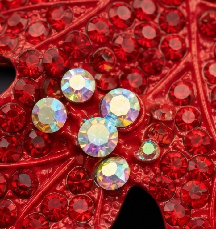 Stylish Red Leaf Crystal Brooch - photo 3