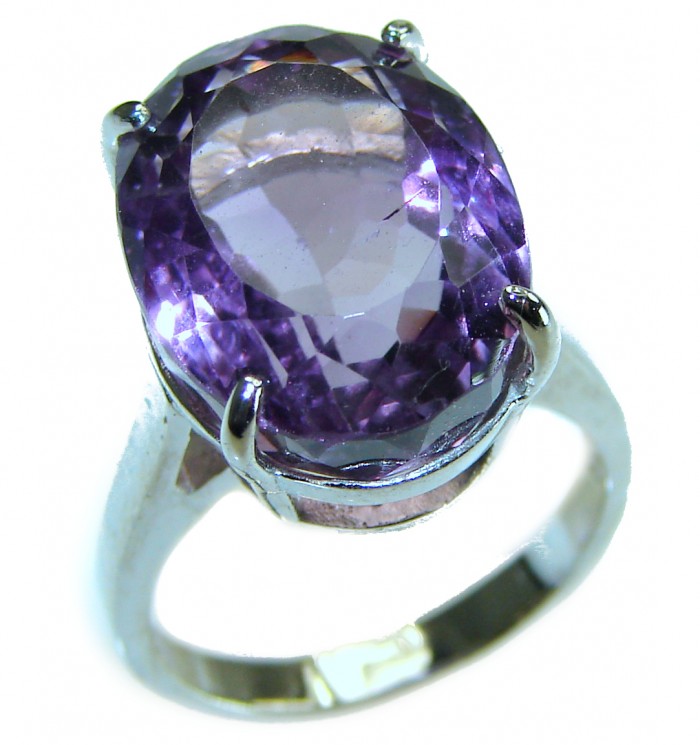 7.2 carat Amethyst .925 Sterling Silver Handcrafted Ring size 5 1/2 - photo 2