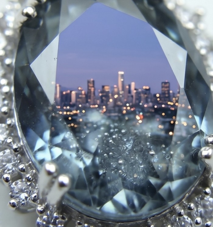 Stella 14.9 carat authentic London Blue Topaz .925 Sterling Silver Handcrafted Pendant - Close-up of Stella 14.9 carat London Blue Topaz in sterling silver setting