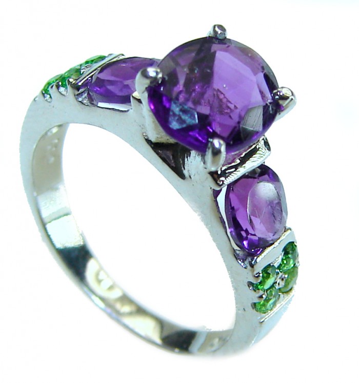 Stephani 0.9 carat African Amethyst Sapphire .925 Sterling Silver Handcrafted Ring size 5 - photo 1