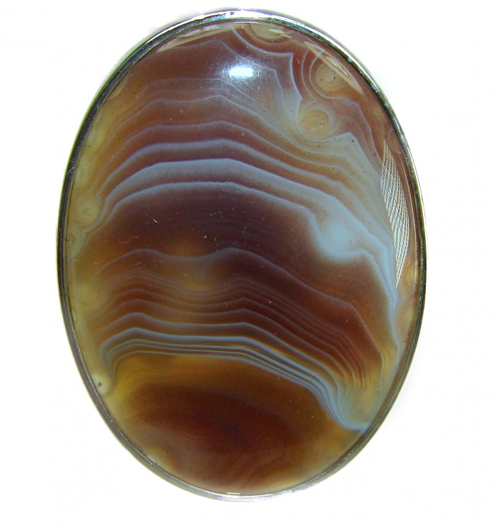 Simplicity Scentic Montana Agate .925 Sterling Silver Ring s. 8 - Stone close-up of Simplicity Scentic Montana Agate Sterling Silver Ring