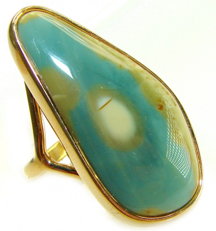 Genuine Top quality Imperial Jasper 14K Gold over .925 Sterling Silver handcrafted ring s. 10 - Imperial Jasper ring close-up, 14K Gold over .925 Sterling Silver.