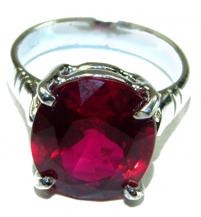 Bella Rosa authentic 10.5 carat Red Topaz .925 Silver handcrafted Cocktail Ring s. 7 - photo 2
