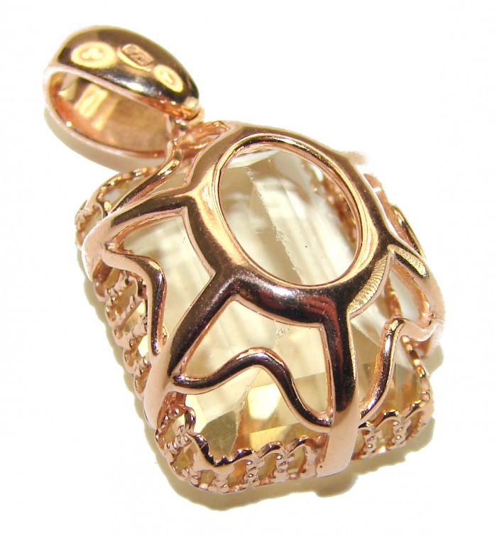 17.3 carat Lemon Quartz 14K Gold over .925 Sterling Silver handcrafted pendant - photo 1
