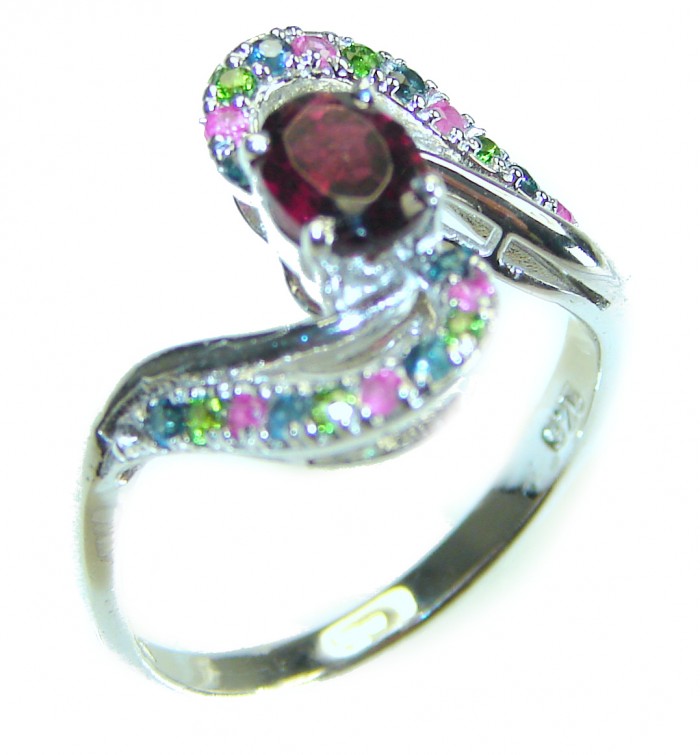 Fantasy Authentic 1.3 carat Ruby Sapphire .925 Sterling Silver handmade Cocktail Ring s. 8 - photo 3
