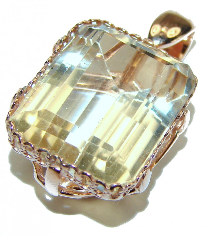 17.3 carat Lemon Quartz 14K Gold over .925 Sterling Silver handcrafted pendant - photo 2