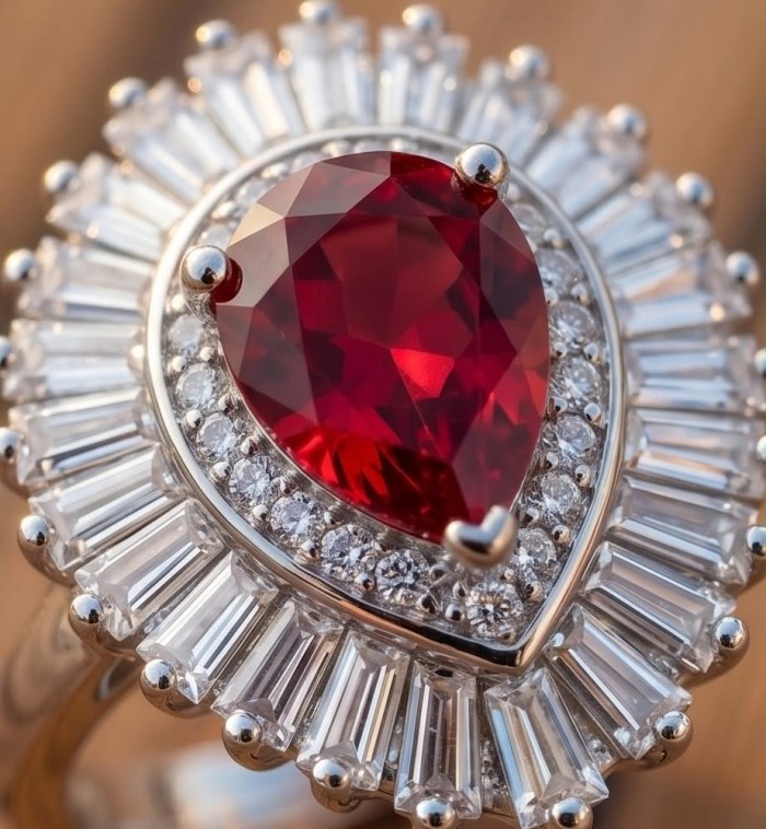 Magnificent Jewel 4.4 carat Ruby .925 Sterling Silver handcrafted incredible ring s. 7 - Close-up of 4.4 carat ruby ring with sterling silver and diamonds.