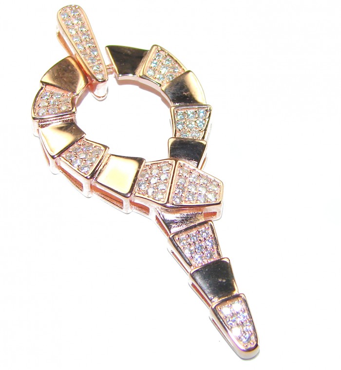 The Egyptian Cobra White Sapphire 18K Rose Gold over .925 Sterling Silver Pendant - photo 3