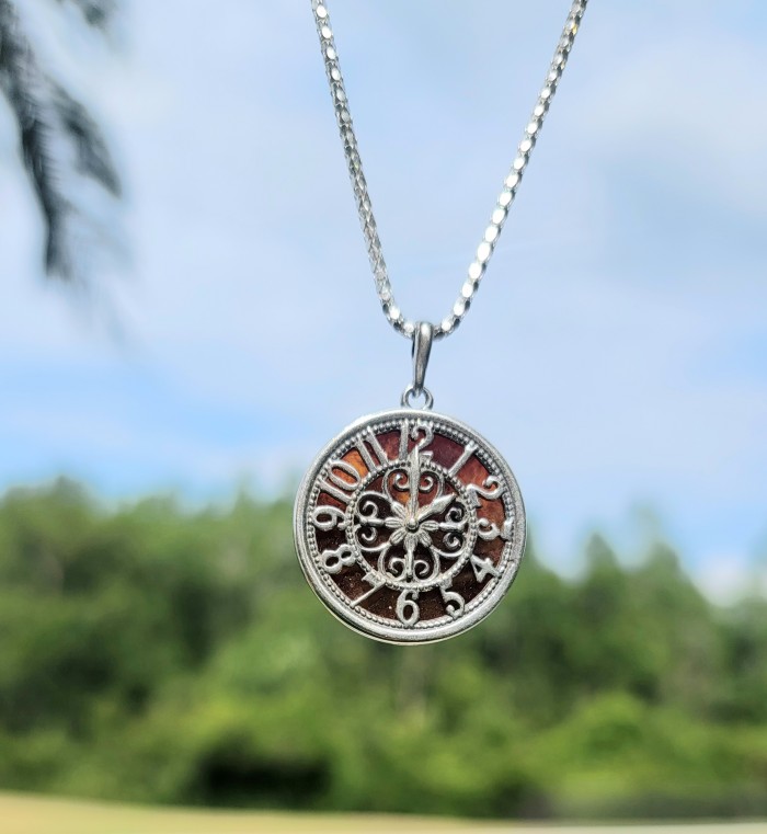 Magic Watch Authentic Golden Baltic Amber .925 Sterling Silver beautifully handcrafted Pendant - photo 1