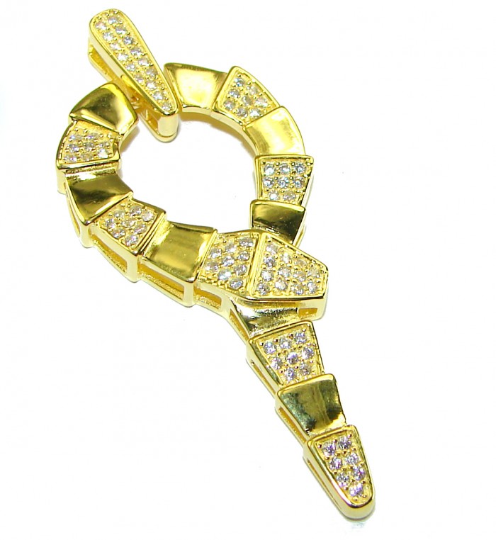 Cleopatra - The Egyptian Cobra White Sapphire 18K Gold over .925 Sterling Silver Pendant - photo 4