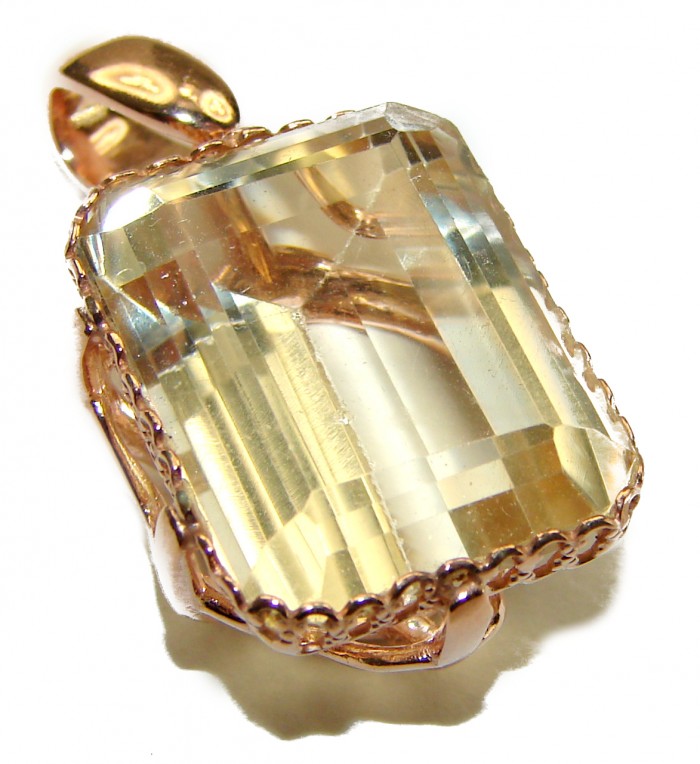 17.3 carat Lemon Quartz 14K Gold over .925 Sterling Silver handcrafted pendant - photo 3