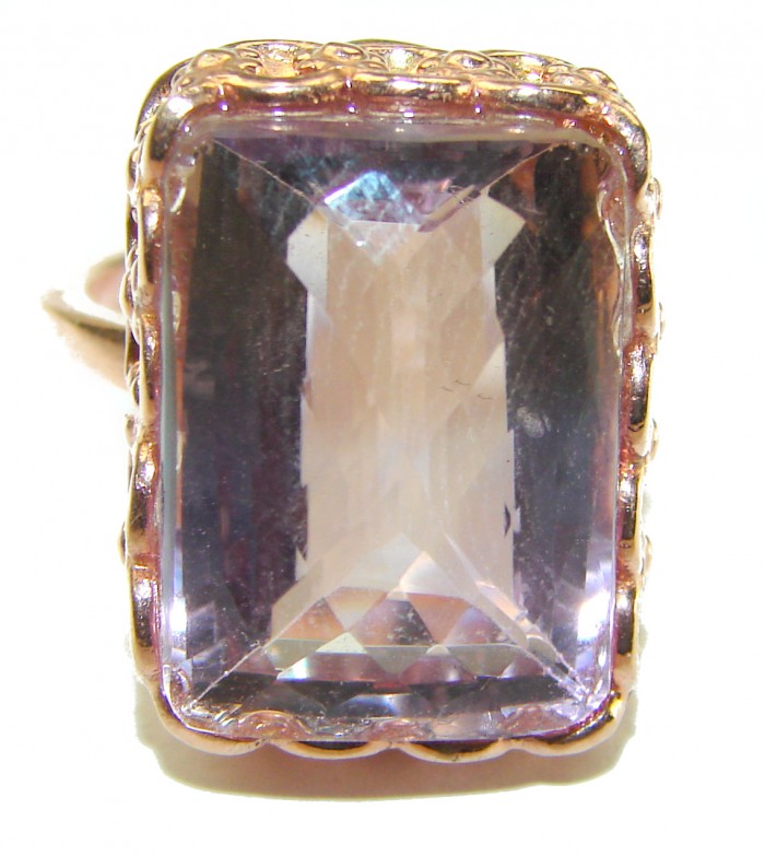 Blooming Orchid 17.5 carat Pink Amethyst 14K Gold over .925 Silver handcrafted Cocktail Ring s. 7 1/4 - photo 2