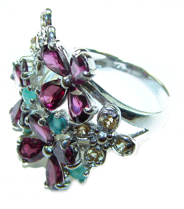 Rose Garden Beauty authentic Garnet .925 Sterling Silver handcrafted ring size 7 3/4 - photo 1
