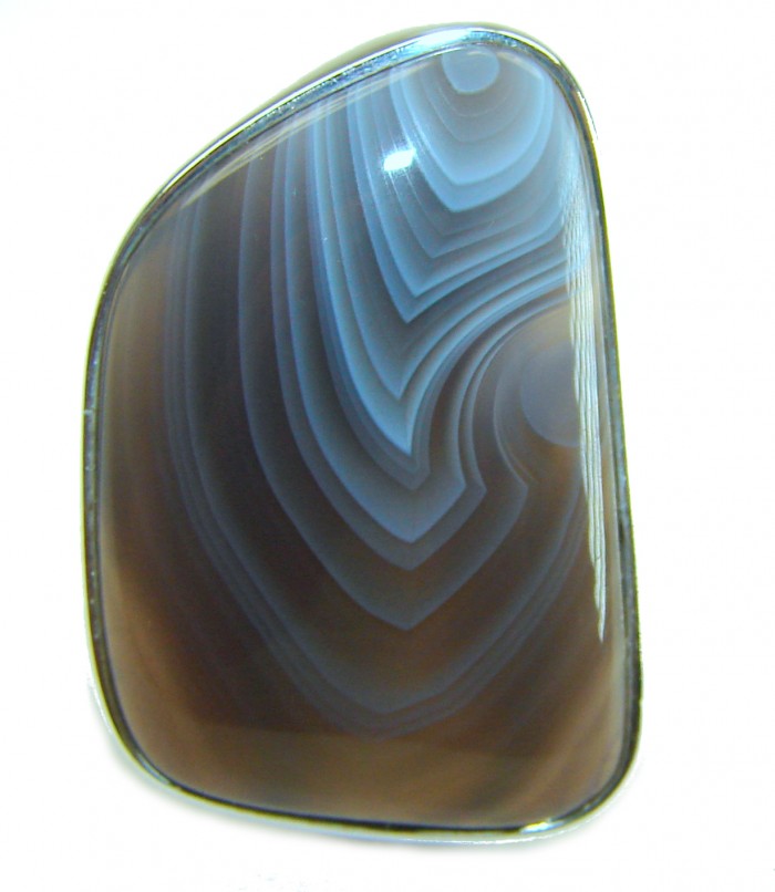Simplicity Scentic Montana Agate .925 Sterling Silver Ring s. 8 - Close-up of Montana Agate stone in sterling silver ring setting.